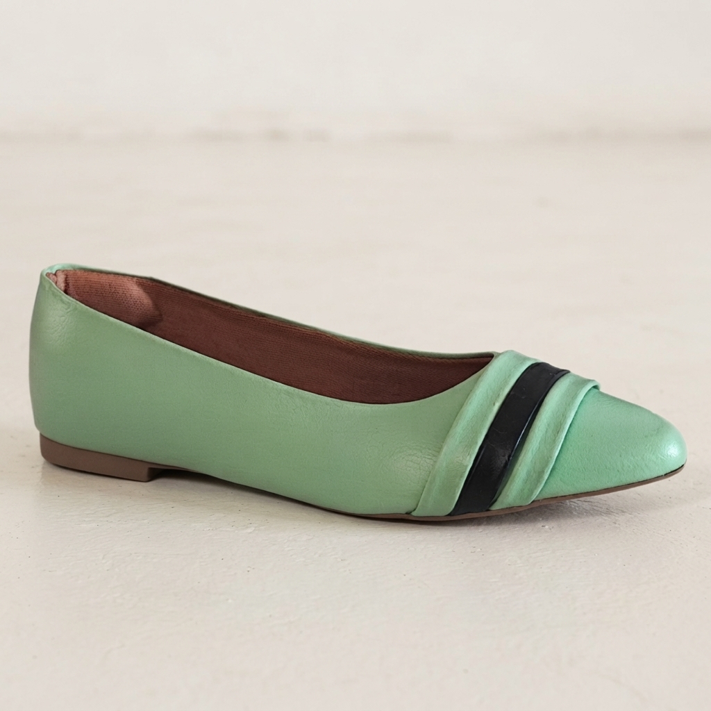 Chatita Menina Flor Napa Verde Menta