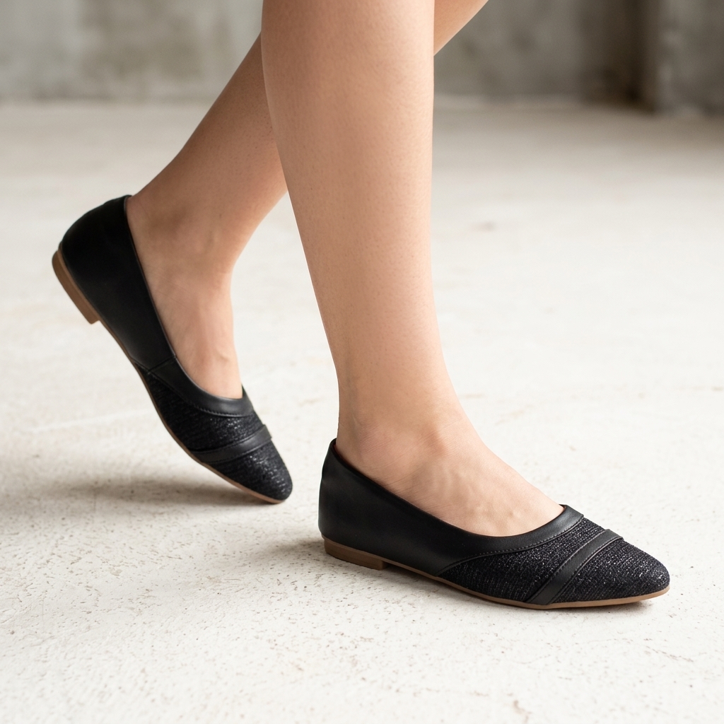Chatita Menina Flor Negro Glitter