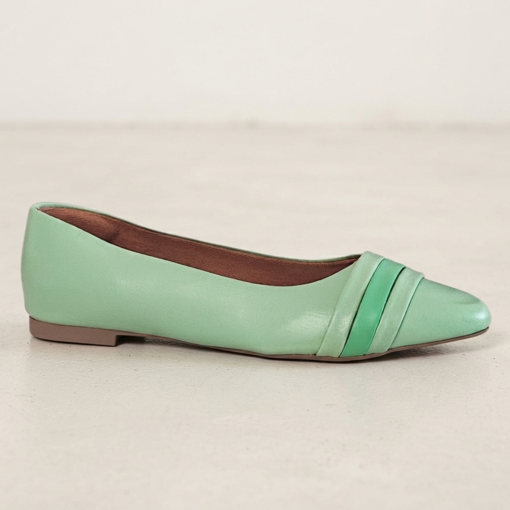 Chatita Menina Flor Napa Verde Menta