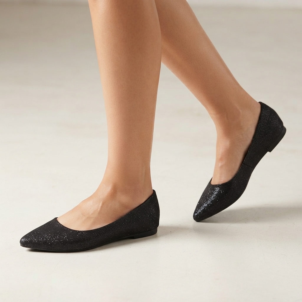 Chatita Menina Flor Negro Glitter