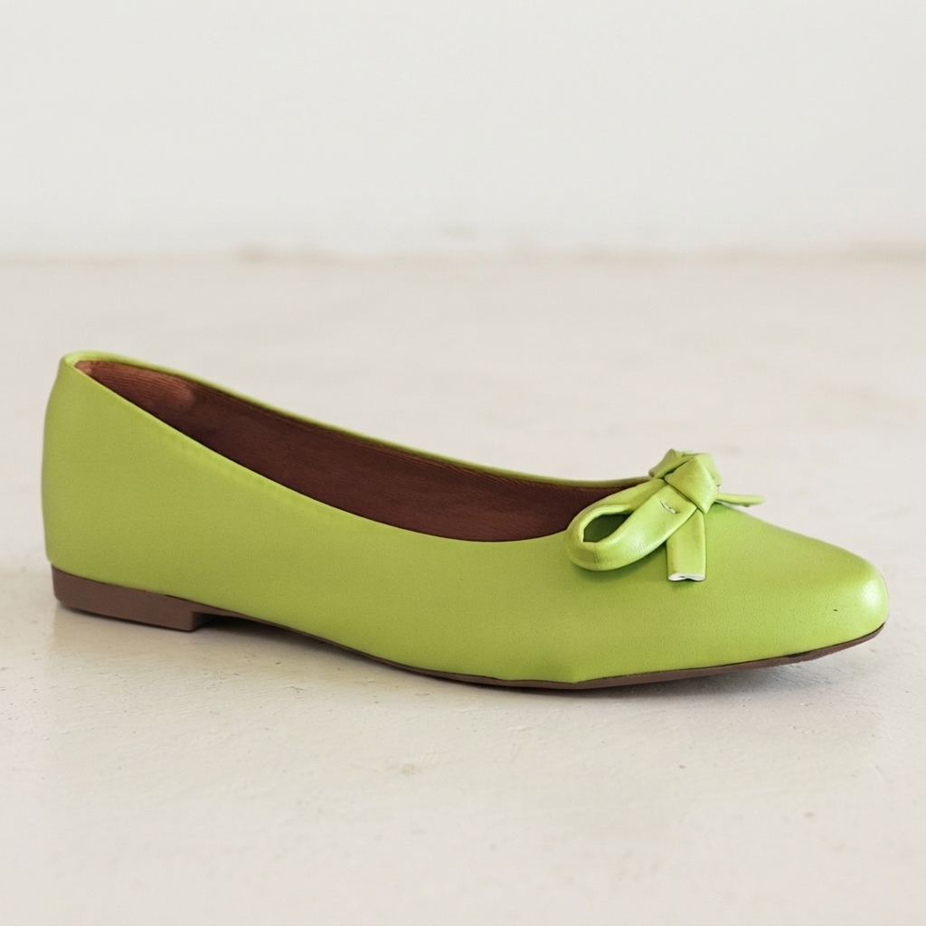 Chatita Menina Flor Verde Limón